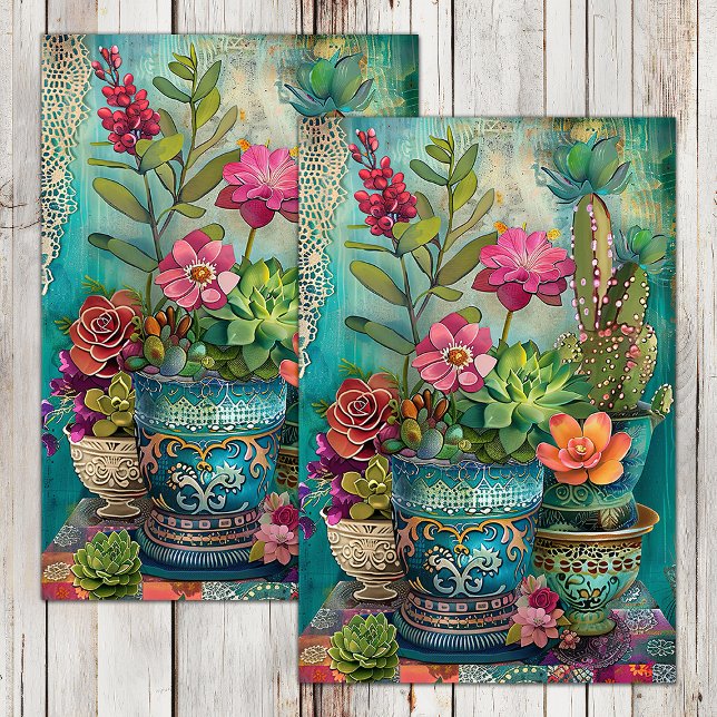 PAPEL DE SEDA CACTUS COLORIDOS Y SUCULENTAS DECOUPAGE (COLORFUL CACTUS AND SUCCULENTS DECOUPAGE TISSUE PAPER)