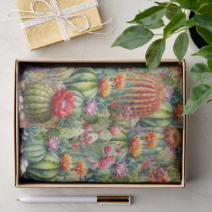 Papel De Seda Cactus con hermosas flores