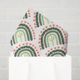Papel De Seda Cactus Rainbow Naranja Green White Modern
