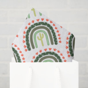 Papel De Seda Cactus Rainbow Naranja Green White Modert Desert