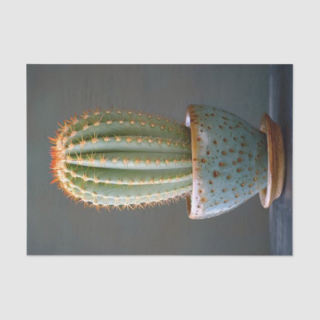 Papel De Seda Cactus verdes en una Verde azulada descomposición  (Anverso)