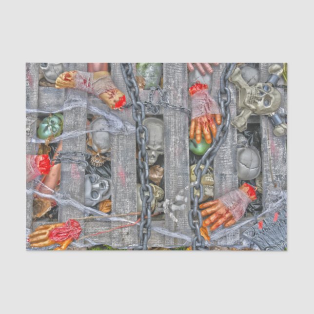 Papel De Seda Cadenas góticas de Halloween y partes del cuerpo (Anverso)