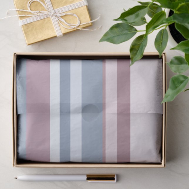Papel De Seda Cadet Grey and Desaturated Rose Stripes (Regalo )
