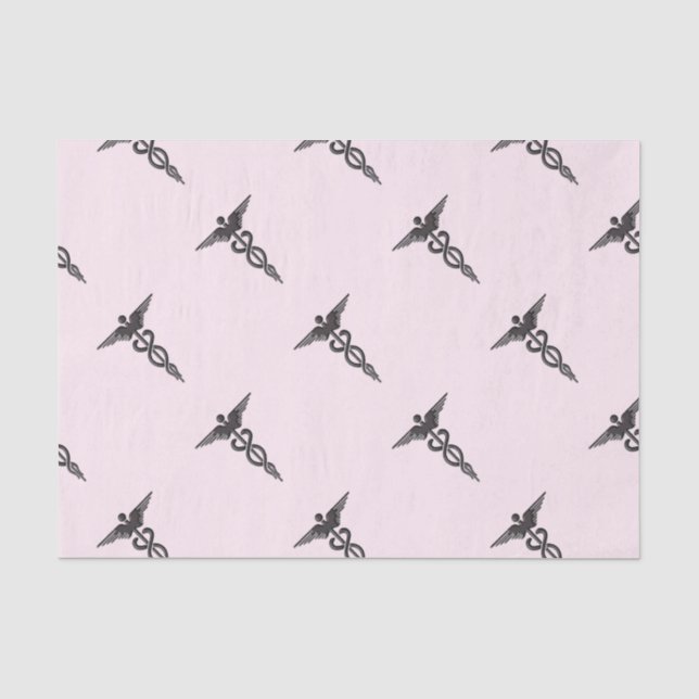 Papel De Seda Caduceo médico de plata (Anverso)