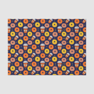 Papel De Seda Cae de calabaza Donuts & Coffee Blue