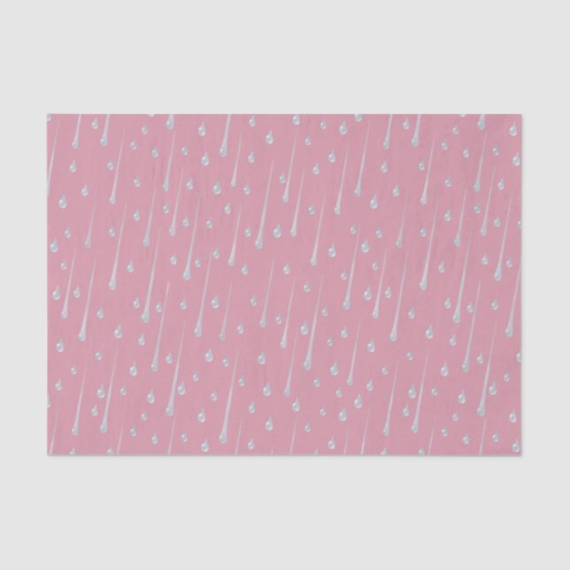 Papel De Seda Caer las gotas de lluvia aguda día de lluvia Rosa  (Anverso)