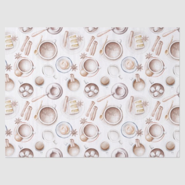 Papel De Seda Café acuarela, pastel y descomposición de cacao (Anverso)