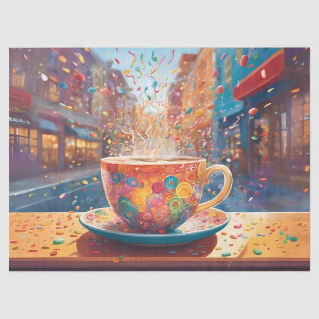 Papel De Seda Café Capricho Paisaje Urbano (Anverso)