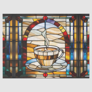 Papel De Seda Café de vidrio fino y Saucer para decoro