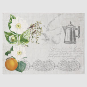 Papel De Seda Café floral de Ephemera en descomposición de ollas