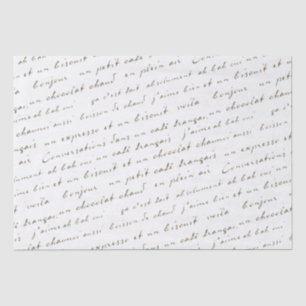 Papel De Seda Café francés conversa con sepia palabras y frases