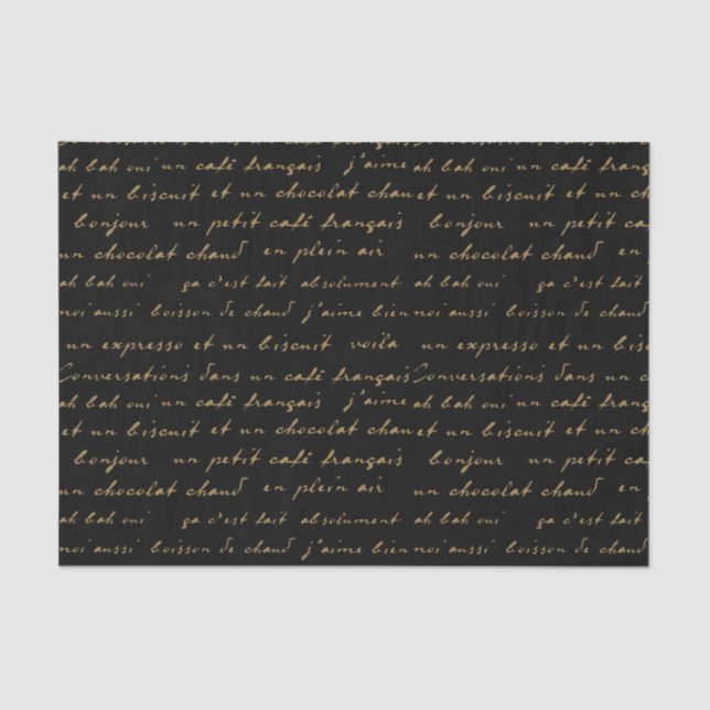 Papel De Seda Café francés conversa palabras y frases de oro (Anverso)