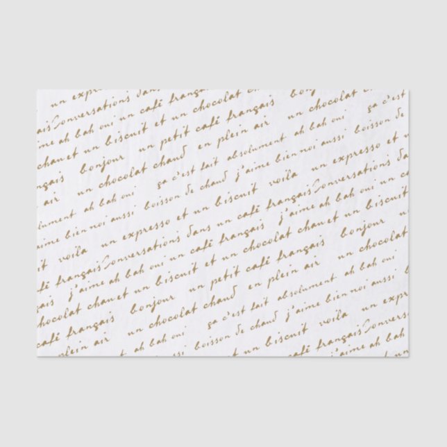 Papel De Seda Café francés conversa palabras y frases de oro T (Anverso)