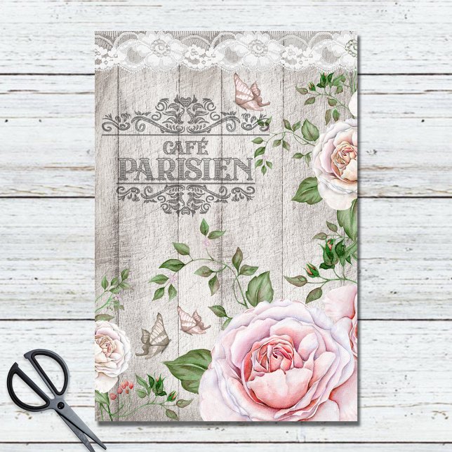 Papel De Seda Café Francés Parisien Decoupage Floral Wood Board (Subido por el creador)
