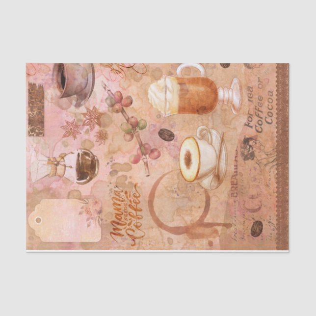 Papel De Seda Café retro Shabby Chic Decoupage (Anverso)