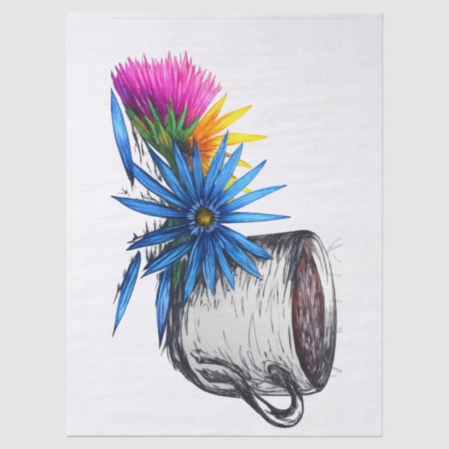 Papel De Seda Café y Flores Silvestres (Anverso)