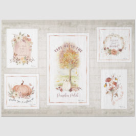 Papel De Seda Caída Calabaza Floral Árbol otoñal Sale Desnudo