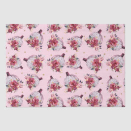 Papel De Seda Caída de calabaza rosa patrón de acuarela floral