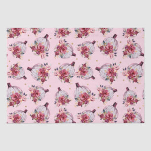Papel De Seda Caída de calabaza rosa patrón de acuarela floral