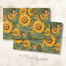 Papel De Seda Caída de la mariposa del girasol Verde azulado de 