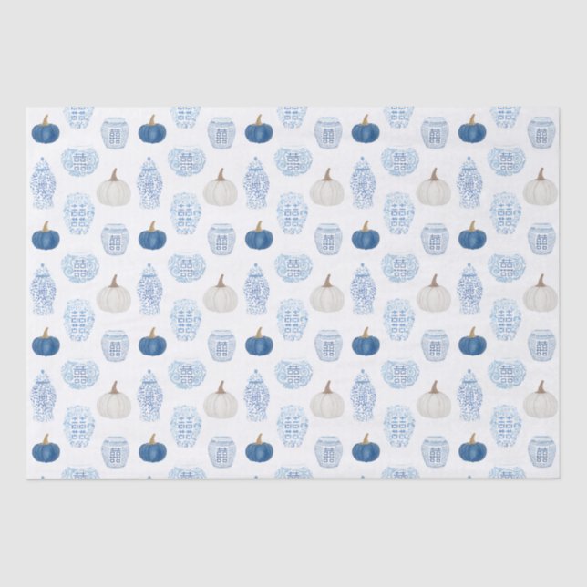 Papel De Seda Caída de los Jars Ginger Jars de calabazas azules  (Anverso)