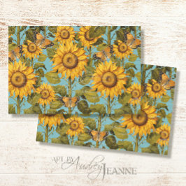 Papel De Seda Caída del Girasol Mariposa Azul Ephemera Desenlace