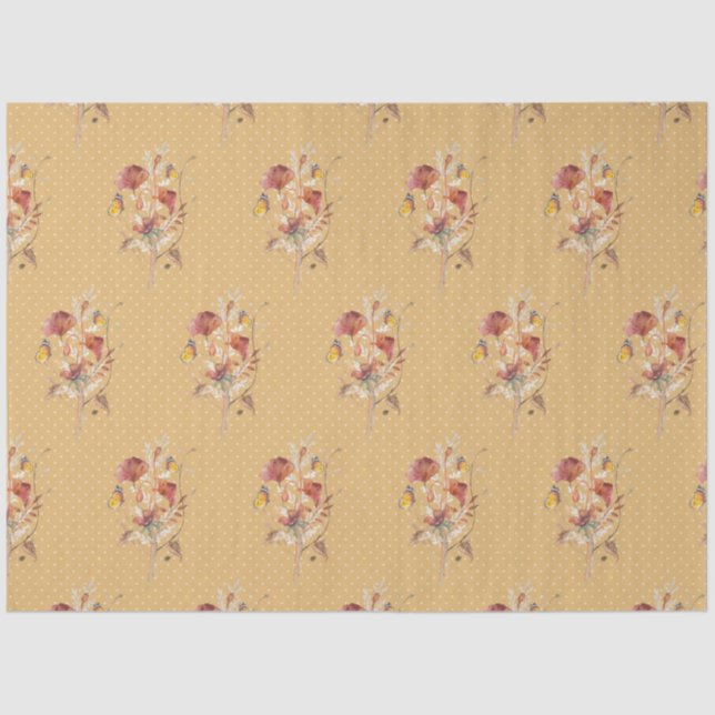 Papel De Seda Caída Floral Mariposa Floral Flora Silvestre Desnu (Anverso)