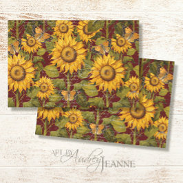 Papel De Seda Caída Girasol Floral Mariposa Ephemera Decoupage