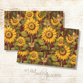 Papel De Seda Caída Girasol Floral Mariposa Marrón Desnudo