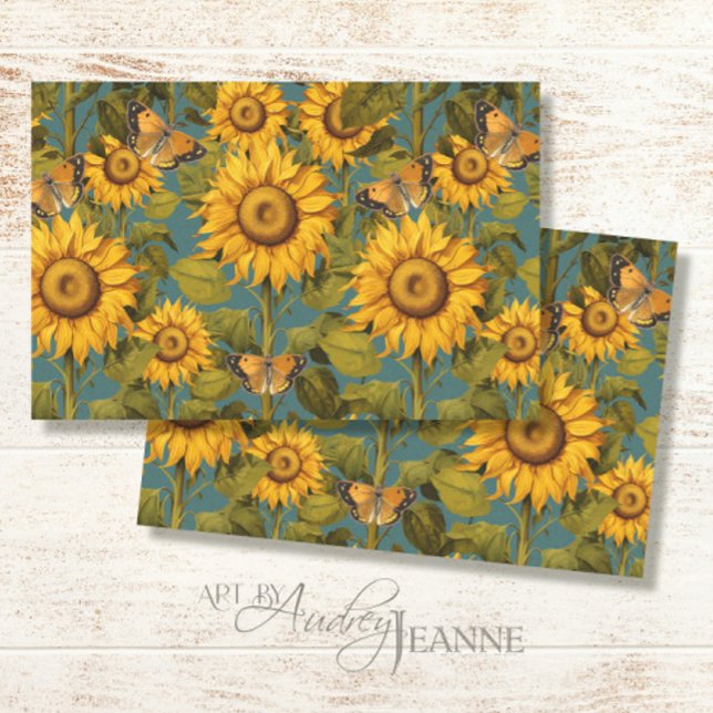 Papel De Seda Caída Girasol Floral Mariposa Verde azulada Descom (Subido por el creador)