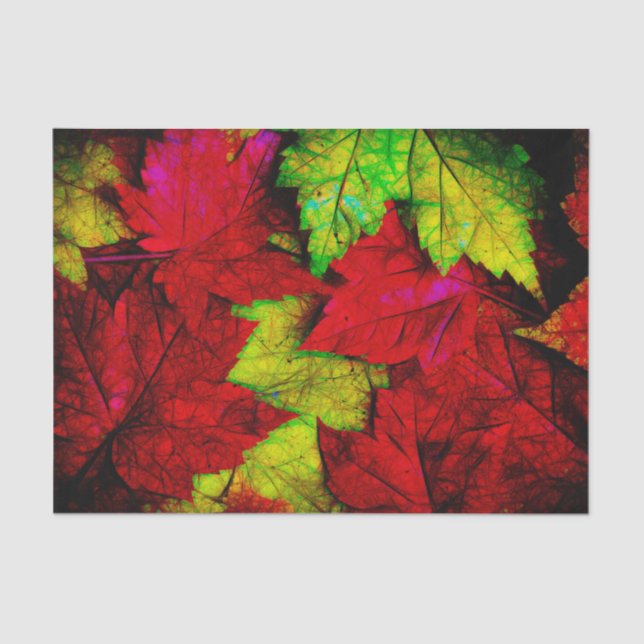 Papel De Seda Caída Maple deja el arte negro amarillo rojo (Anverso)