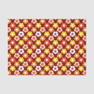 Papel De Seda Caída Retro Patrón de Flores de Otoño Rojo