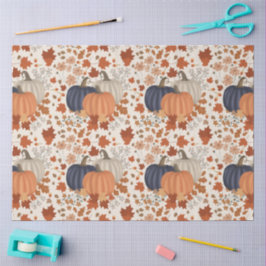 Papel De Seda Caída Rustica Calabazas de otoño flores silvestres
