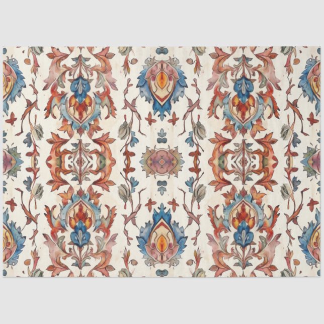 Papel De Seda Caída Rústica Con Decoración Azul (Anverso)