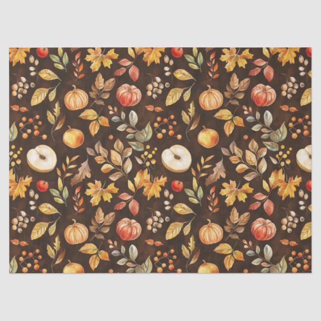 Papel De Seda Caída Rústica de Halloween deja calabaza (Anverso)