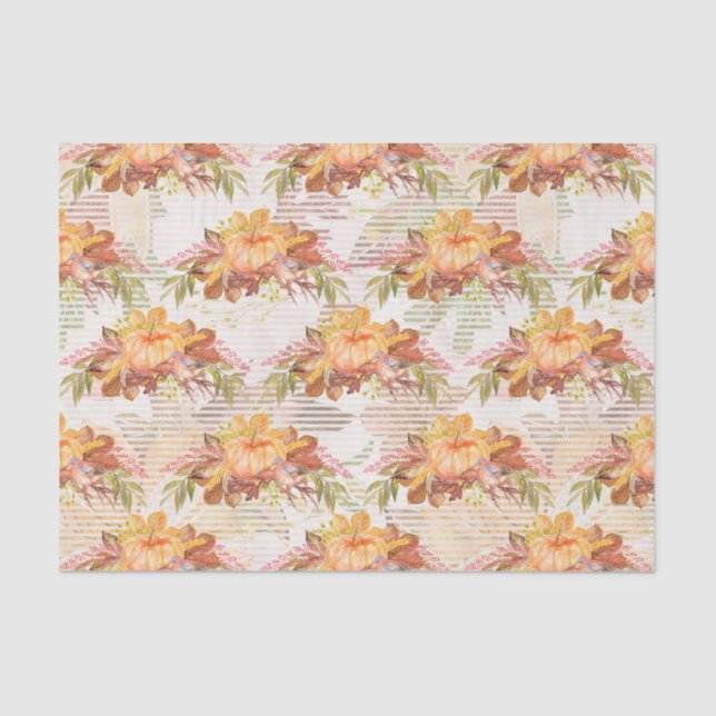 Papel De Seda Caída Tejido estacional de calabaza acuática (Anverso)