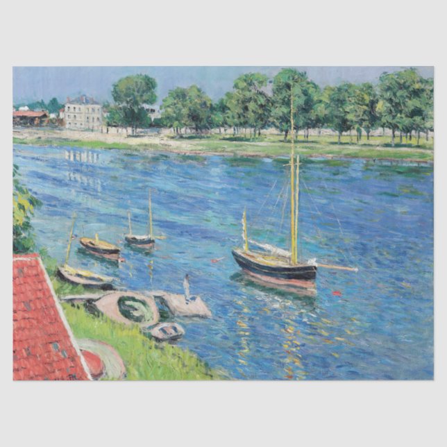 Papel De Seda Caillebotte - Sena en Argenteuil, Barcos anclados (Anverso)