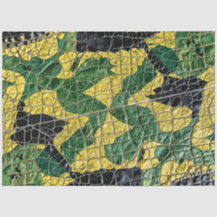 Papel De Seda Caimán Cocodrilo Dragón Cuero Amarillo Verde