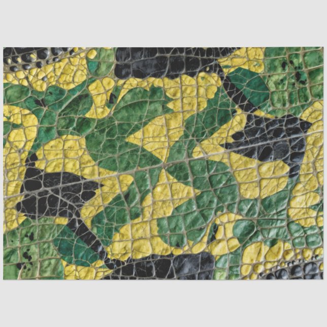 Papel De Seda Caimán Cocodrilo Dragón Cuero Amarillo Verde (Anverso)