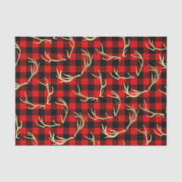 Papel De Seda Caja de Plaid Búfalo Rojo y Negro y Cuerno de Cier