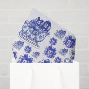 Papel De Seda Caja de regalo de trineo de Navidad Delft Blue Fol