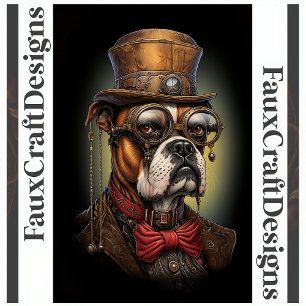 Papel De Seda Caja Steampunk de Perro Boxer Decoupage Derecha 11