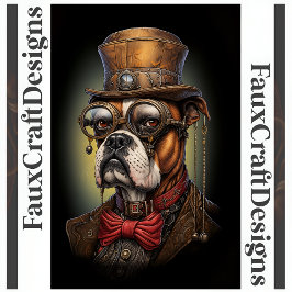 Papel De Seda Caja Steampunk Perro Boxer Decoupage Izquierda 117