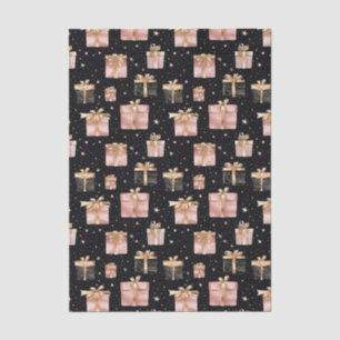 Papel De Seda Cajas de regalos de Navidad con patrón negro y ros