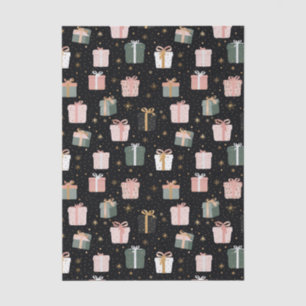 Papel De Seda Cajas de regalos de Navidad negras y rosas Patrón