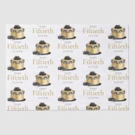 Papel De Seda Cake Floral Gold Black 50th Name Happy Birthday