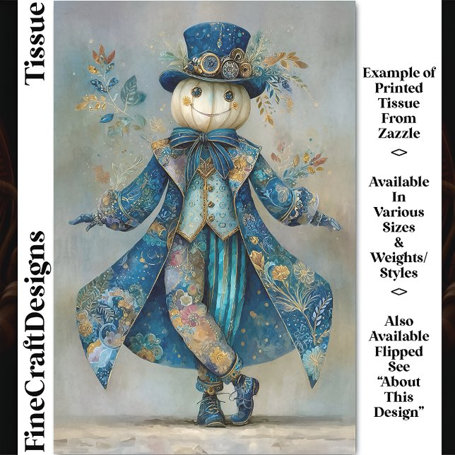 Papel De Seda Calabaza Blanca Con Floral Azul Coai DM9L Decoupag (Subido por el creador)