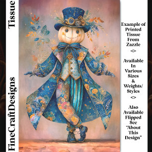 Papel De Seda Calabaza Blanca en Abrigo Floral Azul DM9LF Decoup