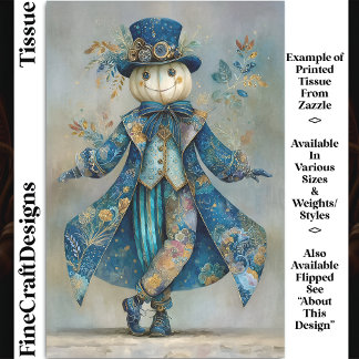 Papel De Seda Calabaza Blanca en Abrigo Floral Azul DM9R Decoupa