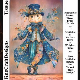 Papel De Seda Calabaza Blanca en Abrigo Floral Azul DM9RF Decoup